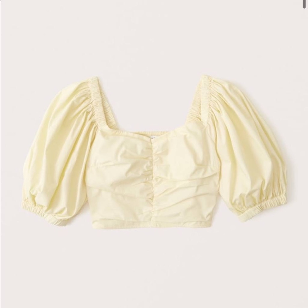 Abercrombie Women’s Poplin Cinched Yellow Puff Sleeve Top